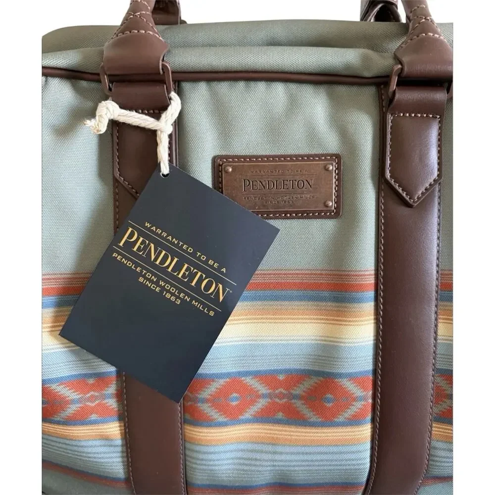 Pendleton Weekender Travel Bag Southwest Gray Mist/Aqua Print Strap Luggage NWT